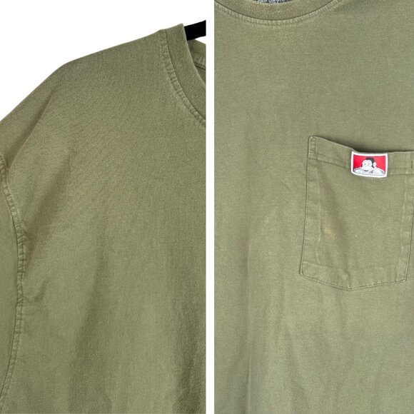 Ben Davis Green 100% Cotton Heavy Duty Short Sleeve Pocket Tee Shirt - Large - Picture 7 of 8